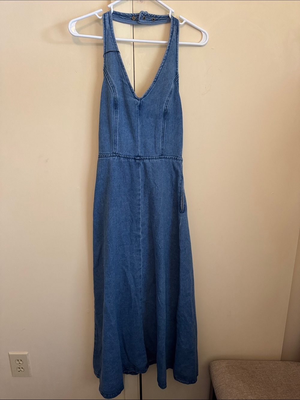 Sincerely Jules Denim V-Neck Maxi Dress - Blue
